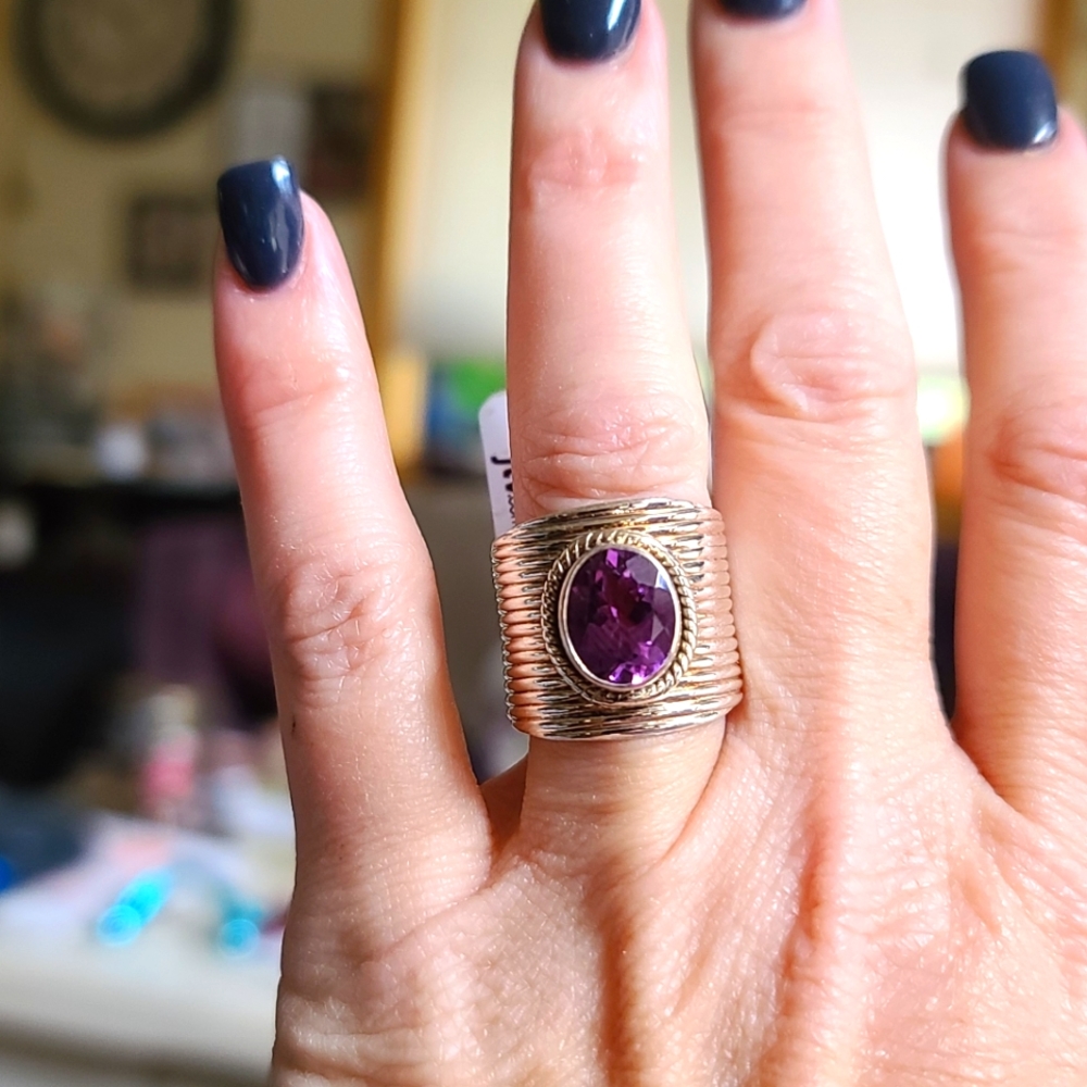 Sterling Silver Amethyst Band Ring